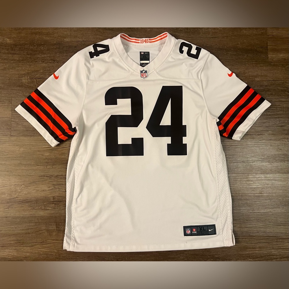 Cleveland Browns Football Jersey Mens XL‎ White NFL Nike Nick Chubb 24 1946 A11